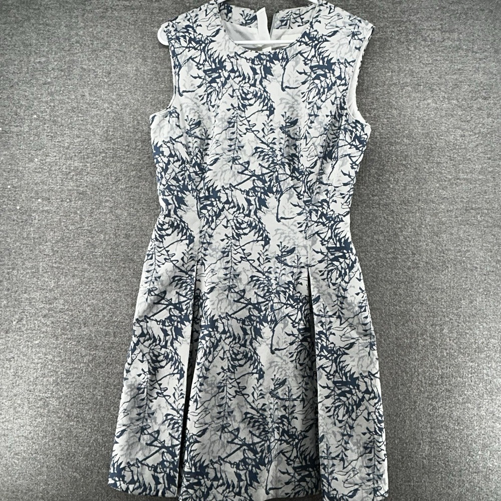 Reiss Clemens Jacquard Sleeveless Dress A line Women Sz 10 Blue‎ White Pockets